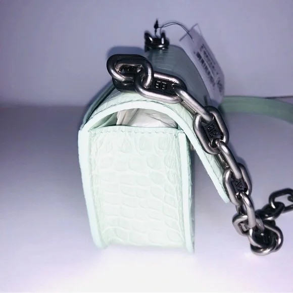 BALENCIAGA CALFSKIN CROCODILE EMBOSSED GOSSIP XS CHAIN BAG - Picture 10 of 15